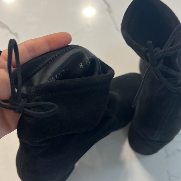 Stuart Weitzman Heeled Black Booties Size 8 - Picture 6 of 11